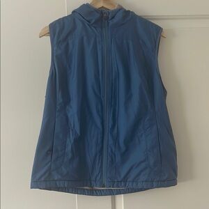 L.L. Bean Blue and Tan Hooded Vest